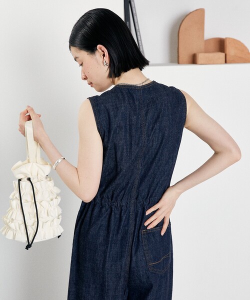 SOMETHING（サムシング）の「SOMETHING × FREAK'S STORE/サムシング 別注 Summer 3pockets Combinaison /サマー 3ポケットコンビネゾン/サロペット/デニムコンビネゾン/レーヨンリネンコンビネゾン（つなぎ/オールインワン・レディース・ネイビー/ベージュ/バーガンディー・SMALL/MEDIUM）」の20枚目の写真