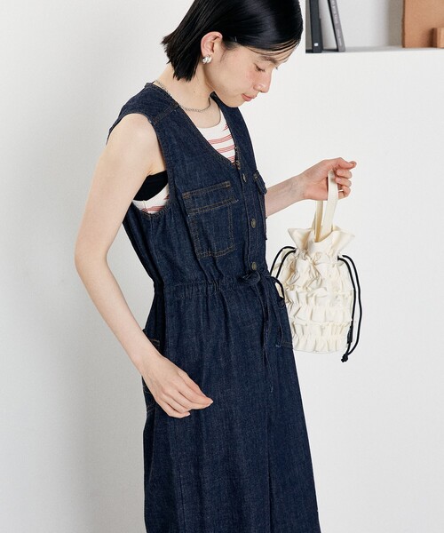 SOMETHING（サムシング）の「SOMETHING × FREAK'S STORE/サムシング 別注 Summer 3pockets Combinaison /サマー 3ポケットコンビネゾン/サロペット/デニムコンビネゾン/レーヨンリネンコンビネゾン（つなぎ/オールインワン・レディース・ネイビー/ベージュ/バーガンディー・SMALL/MEDIUM）」の21枚目の写真