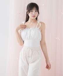 キャミソール（ホワイト/白色系・ワンポイント）ファッション