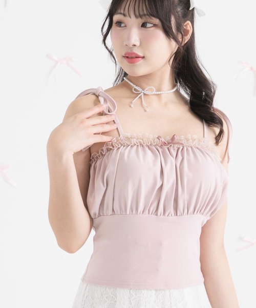 DearMyLoveRose(ディアマイラブローズ)の「選べるデザインカップインキャミソール【大きいサイズ有り】(キャミソール・レディース・ホワイト/ベビーピンク/ブラック/ホワイト系その他/ピンク系その他/ブラック系その他・SMALL/MEDIUM/LARGE/LL/3L)」の6枚目の写真