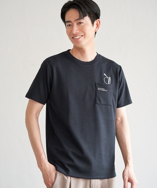 ikka(イッカ)の「【親子コーデ】ポンチメガネ刺繍ポケットTシャツ(Tシャツ/カットソー・メンズ・ネイビー/グリーン/ホワイト・XL/L/M/S)」の15枚目の写真