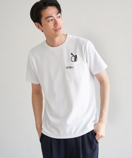 ikka(イッカ)の「【親子コーデ】ポンチメガネ刺繍ポケットTシャツ(Tシャツ/カットソー・メンズ・ネイビー/グリーン/ホワイト・XL/L/M/S)」の18枚目の写真