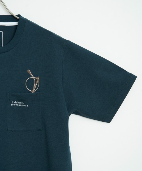 ikka(イッカ)の「【親子コーデ】ポンチメガネ刺繍ポケットTシャツ(Tシャツ/カットソー・メンズ・ネイビー/グリーン/ホワイト・XL/L/M/S)」の5枚目の写真