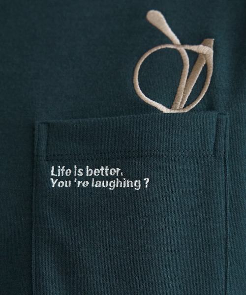 ikka(イッカ)の「【親子コーデ】ポンチメガネ刺繍ポケットTシャツ(Tシャツ/カットソー・メンズ・ネイビー/グリーン/ホワイト・XL/L/M/S)」の7枚目の写真