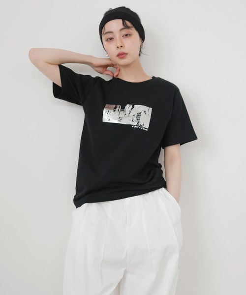 LIAN(リアン)の「シルバー箔プリントコンパクトT(Tシャツ/カットソー・レディース・オフホワイト/ブラック/チャコールグレー・FREE)」の21枚目の写真