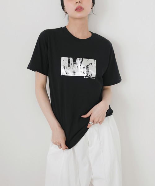 セール】シルバー箔プリントコンパクトT（Tシャツ/カットソー）｜LIAN