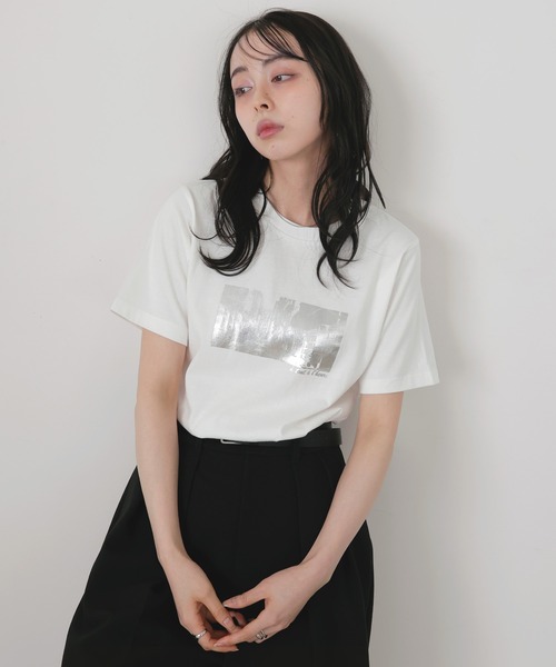 セール】シルバー箔プリントコンパクトT（Tシャツ/カットソー）｜LIAN