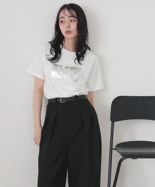 LIAN(リアン)の「シルバー箔プリントコンパクトT(Tシャツ/カットソー・レディース・オフホワイト/ブラック/チャコールグレー・FREE)」の17枚目の写真
