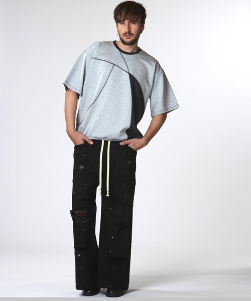 NO ID.(ノーアイディ)の「【NO ID.】Round Changing Big Pullover / ラウンド チェンジング ビッグ プルオーバー(Tシャツ/カットソー・メンズ・グレー/ブラック/ホワイト・ONE SIZE)」の8枚目の写真