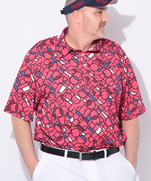 le coq sportif(ルコックスポルティフ)の「le coq sportif (ルコックスポルティフ) ストレッチ グラフィック 半袖 ポロシャツ(ポロシャツ・メンズ・ホワイト/ピンク・3L/4L/5L)」の2枚目の写真