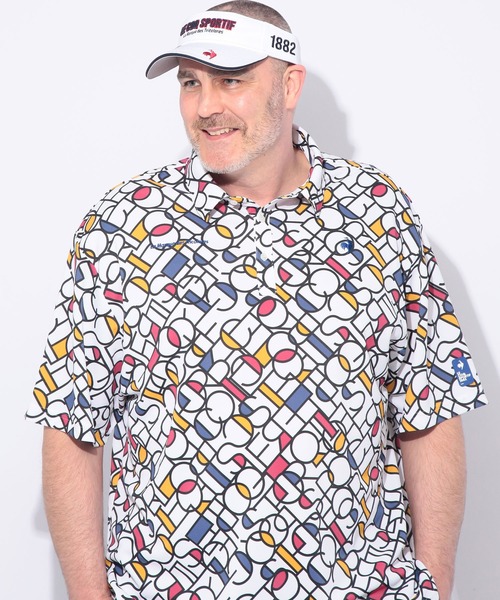 le coq sportif(ルコックスポルティフ)の「le coq sportif (ルコックスポルティフ) ストレッチ グラフィック 半袖 ポロシャツ(ポロシャツ・メンズ・ホワイト/ピンク・3L/4L/5L)」の9枚目の写真