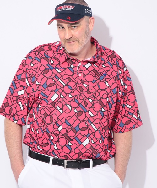 le coq sportif(ルコックスポルティフ)の「le coq sportif (ルコックスポルティフ) ストレッチ グラフィック 半袖 ポロシャツ(ポロシャツ・メンズ・ホワイト/ピンク・3L/4L/5L)」の3枚目の写真