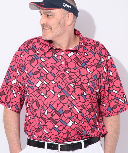 le coq sportif(ルコックスポルティフ)の「le coq sportif (ルコックスポルティフ) ストレッチ グラフィック 半袖 ポロシャツ(ポロシャツ・メンズ・ホワイト/ピンク・3L/4L/5L)」の4枚目の写真