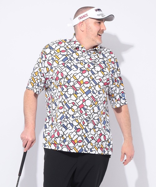 le coq sportif(ルコックスポルティフ)の「le coq sportif (ルコックスポルティフ) ストレッチ グラフィック 半袖 ポロシャツ(ポロシャツ・メンズ・ホワイト/ピンク・3L/4L/5L)」の12枚目の写真