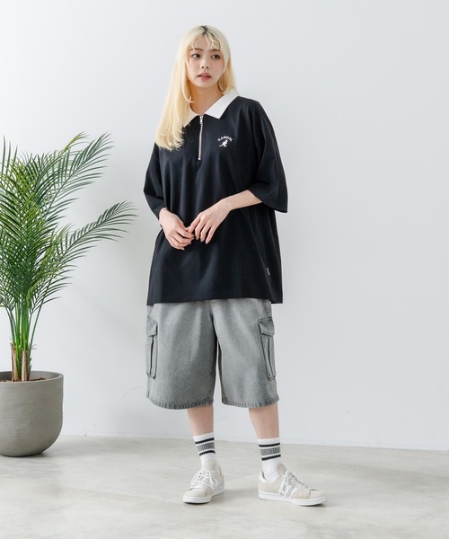 KANGOL（カンゴール）の「【KANGOL/カンゴール】襟配色 ハーフジップポロシャツ（ポロシャツ・メンズ・グレー/ブラック/ホワイト・X-LARGE/MEDIUM/LARGE）」の9枚目の写真