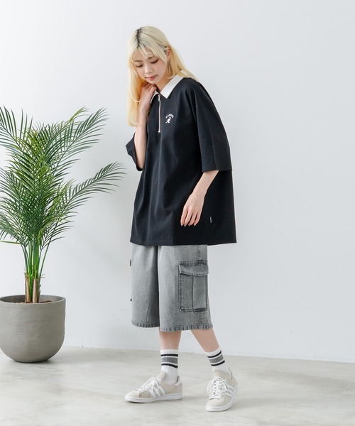 KANGOL（カンゴール）の「【KANGOL/カンゴール】襟配色 ハーフジップポロシャツ（ポロシャツ・メンズ・グレー/ブラック/ホワイト・X-LARGE/MEDIUM/LARGE）」の11枚目の写真
