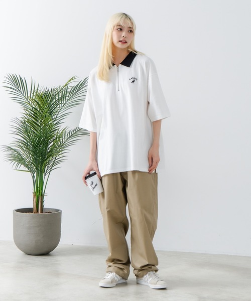 KANGOL（カンゴール）の「【KANGOL/カンゴール】襟配色 ハーフジップポロシャツ（ポロシャツ・メンズ・グレー/ブラック/ホワイト・X-LARGE/MEDIUM/LARGE）」の4枚目の写真