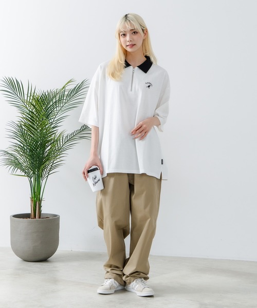 KANGOL（カンゴール）の「【KANGOL/カンゴール】襟配色 ハーフジップポロシャツ（ポロシャツ・メンズ・グレー/ブラック/ホワイト・X-LARGE/MEDIUM/LARGE）」の5枚目の写真