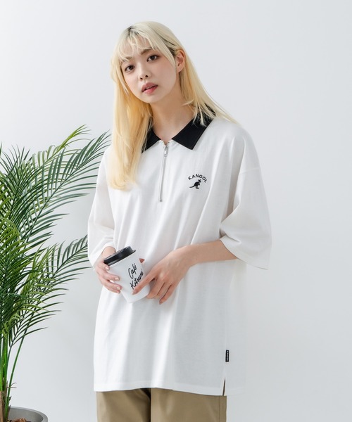 KANGOL（カンゴール）の「【KANGOL/カンゴール】襟配色 ハーフジップポロシャツ（ポロシャツ・メンズ・グレー/ブラック/ホワイト・X-LARGE/MEDIUM/LARGE）」の6枚目の写真