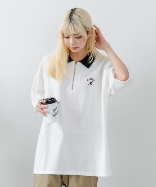 KANGOL（カンゴール）の「【KANGOL/カンゴール】襟配色 ハーフジップポロシャツ（ポロシャツ・メンズ・グレー/ブラック/ホワイト・X-LARGE/MEDIUM/LARGE）」の7枚目の写真