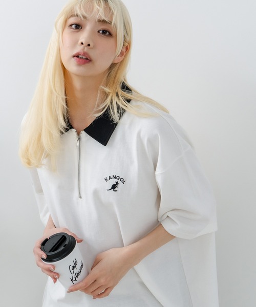 KANGOL（カンゴール）の「【KANGOL/カンゴール】襟配色 ハーフジップポロシャツ（ポロシャツ・メンズ・グレー/ブラック/ホワイト・X-LARGE/MEDIUM/LARGE）」の8枚目の写真