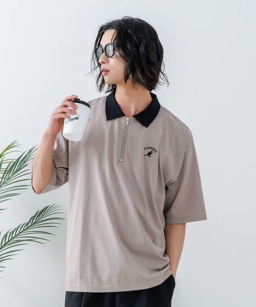 KANGOL（カンゴール）の「【KANGOL/カンゴール】襟配色 ハーフジップポロシャツ（ポロシャツ・メンズ・グレー/ブラック/ホワイト・X-LARGE/MEDIUM/LARGE）」の21枚目の写真
