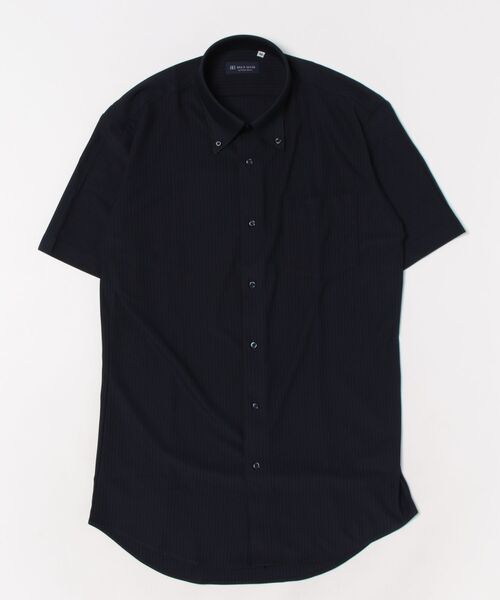 TOKYO SHIRTS(トウキョウシャツ)の「形態安定ノンアイロン ボタンダウン 半袖ストレッチビジネスワイシャツ(ビジネスシャツ・メンズ・ネイビー・首回り39cm/首回り41cm/首回り42cm/首回り43cm/首回り37cm)」の6枚目の写真