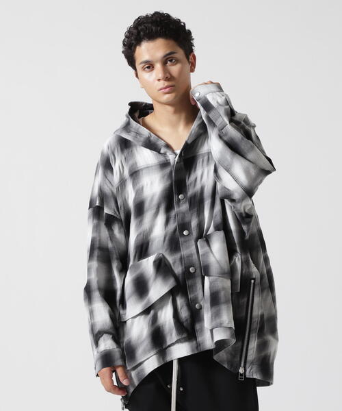 ROYAL FLASH（ロイヤルフラッシュ）の「A.F ARTEFACT/エーエフ・アーティファクト/Yoroke Check Hoodie Shirt（シャツ/ブラウス・メンズ・ブラック・2/3）」の6枚目の写真
