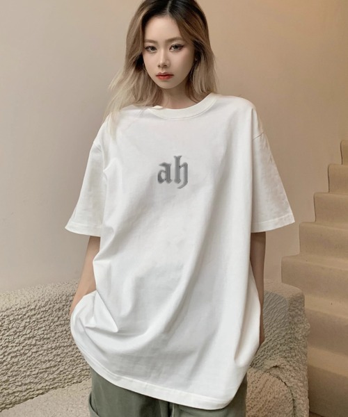 ビッグサイズ ロゴ プリント 古着風 Tシャツ 韓国ファッション