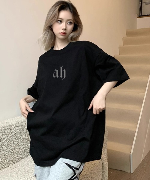 ビッグサイズ ロゴ プリント 古着風 Tシャツ 韓国ファッション