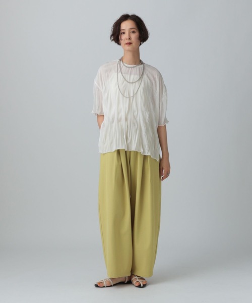 シルク混 タックイージーパンツ ウエストゴム GYMPHLEX ジムフレックス 2タック イージーパンツ #GY-E0123 HDC