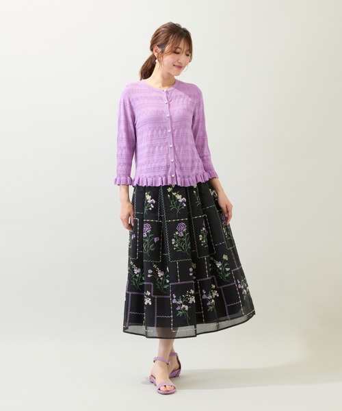 Rose Tiara（ローズティアラ）の「透かし編みニットカーディガン（ニット/セーター・レディース・ピンク/ブラック/ブルー・38/42/46）」の6枚目の写真