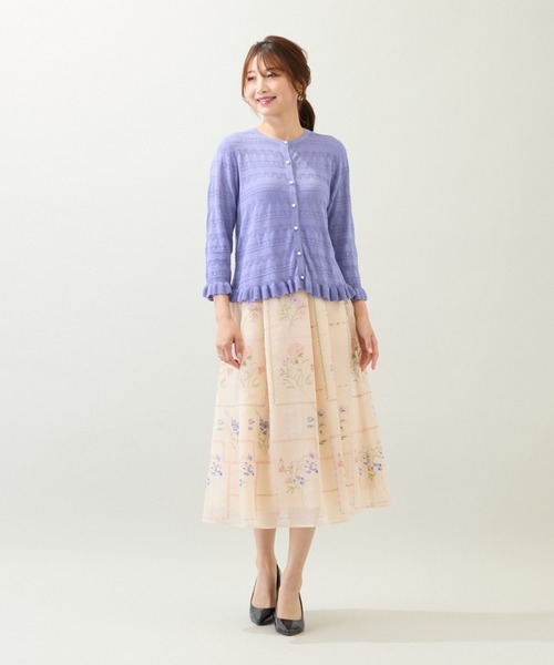 Rose Tiara（ローズティアラ）の「透かし編みニットカーディガン（ニット/セーター・レディース・ピンク/ブラック/ブルー・38/42/46）」の8枚目の写真