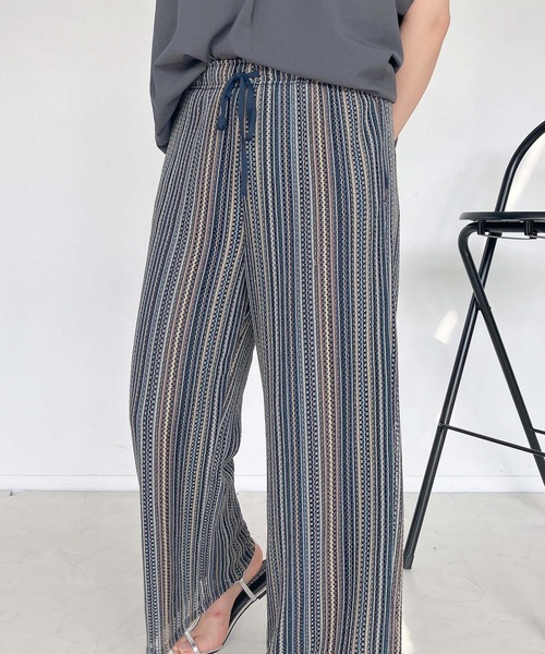 AS KNOW AS plus（アズノゥアズプラス）の「●ウエストゴム メッシュ イージーワイドパンツ（その他パンツ・レディース・ブラウン系/グリーン系/ブラック系/グリーン系その他/ブラック系その他/ホワイト系その他・FREE）」の9枚目の写真