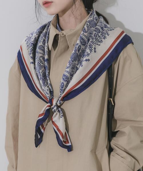 SMELLY（スメリー）の「アソートビッグスカーフ（バンダナ/スカーフ・レディース・グリーン/ネイビー/ブラック/カーキ/ブラウン/ブルー/ブルー系その他/ベージュ・-）」の8枚目の写真