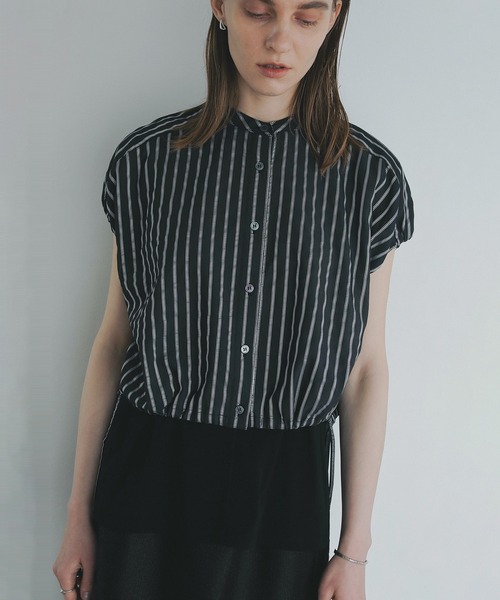 MANOF(マノフ)の「STRIPE SHORT TOPS(シャツ/ブラウス・レディース・ライトブルー/ブラック/ホワイト・FREE)」の15枚目の写真