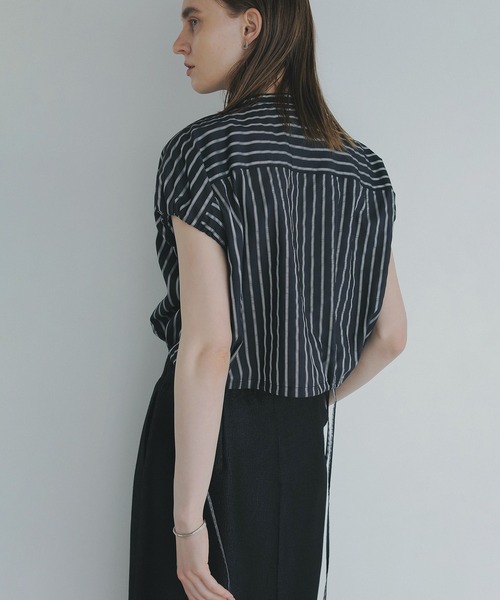 MANOF(マノフ)の「STRIPE SHORT TOPS(シャツ/ブラウス・レディース・ライトブルー/ブラック/ホワイト・FREE)」の19枚目の写真