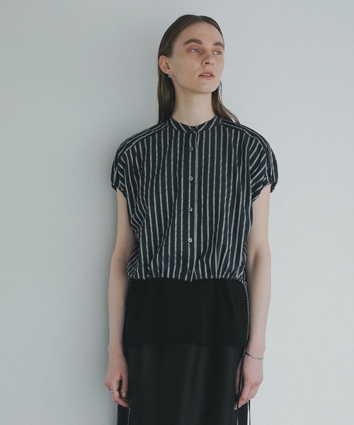 MANOF(マノフ)の「STRIPE SHORT TOPS(シャツ/ブラウス・レディース・ライトブルー/ブラック/ホワイト・FREE)」の16枚目の写真