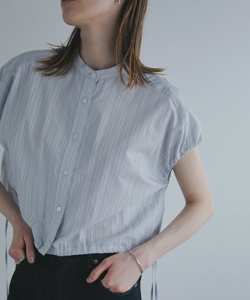 MANOF(マノフ)の「STRIPE SHORT TOPS(シャツ/ブラウス・レディース・ライトブルー/ブラック/ホワイト・FREE)」の8枚目の写真