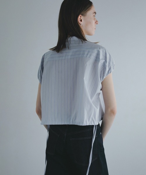 MANOF(マノフ)の「STRIPE SHORT TOPS(シャツ/ブラウス・レディース・ライトブルー/ブラック/ホワイト・FREE)」の12枚目の写真