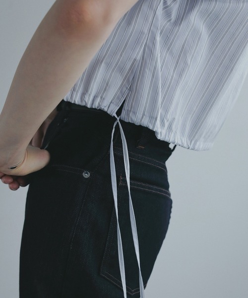 MANOF(マノフ)の「STRIPE SHORT TOPS(シャツ/ブラウス・レディース・ライトブルー/ブラック/ホワイト・FREE)」の14枚目の写真