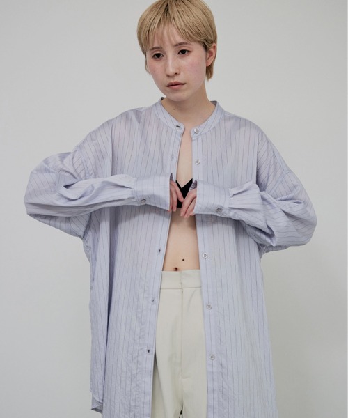 lit(リット)の「Stripe Over Shirt(シャツ/ブラウス・レディース・オフホワイト/アイボリー/サックスブルー・FREE)」の3枚目の写真