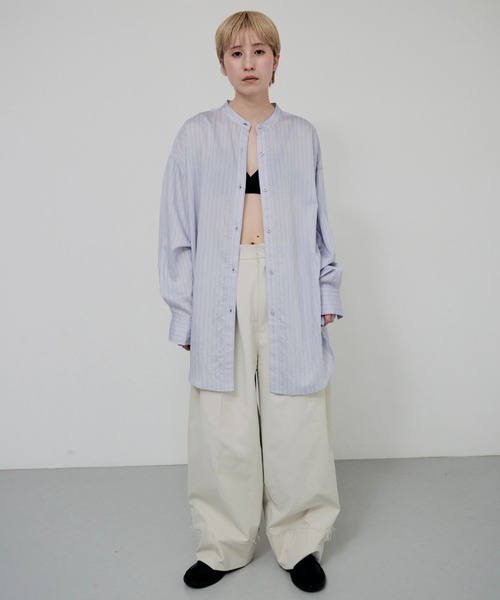 lit(リット)の「Stripe Over Shirt(シャツ/ブラウス・レディース・オフホワイト/アイボリー/サックスブルー・FREE)」の17枚目の写真