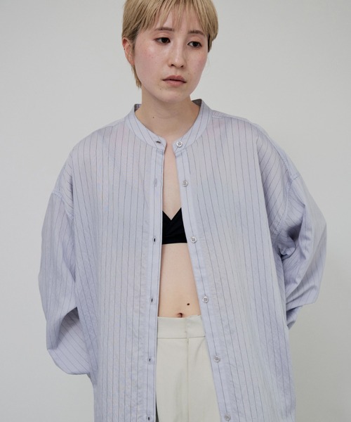 lit(リット)の「Stripe Over Shirt(シャツ/ブラウス・レディース・オフホワイト/アイボリー/サックスブルー・FREE)」の13枚目の写真