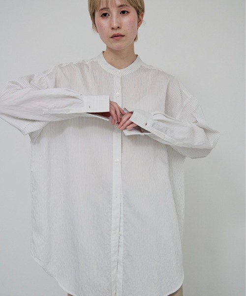 lit(リット)の「Stripe Over Shirt(シャツ/ブラウス・レディース・オフホワイト/アイボリー/サックスブルー・FREE)」の21枚目の写真