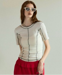 Bicolor Stitch Rib T-shirt/バイカラーステッチリブTシャツ
