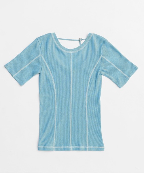MAISON SPECIAL(メゾンスペシャル)の「Bicolor Stitch Rib T-shirt/バイカラーステッチリブTシャツ(Tシャツ/カットソー・レディース・ホワイト/ブラック/ブルー/オレンジ・FREE)」の16枚目の写真