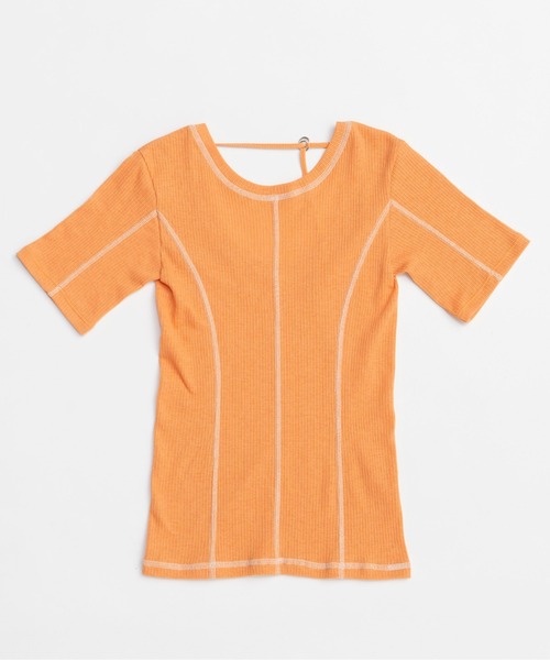 MAISON SPECIAL(メゾンスペシャル)の「Bicolor Stitch Rib T-shirt/バイカラーステッチリブTシャツ(Tシャツ/カットソー・レディース・ホワイト/ブラック/ブルー/オレンジ・FREE)」の17枚目の写真