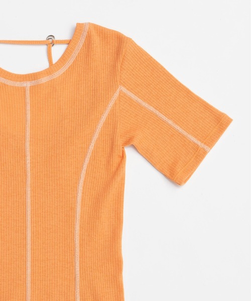MAISON SPECIAL(メゾンスペシャル)の「Bicolor Stitch Rib T-shirt/バイカラーステッチリブTシャツ(Tシャツ/カットソー・レディース・ホワイト/ブラック/ブルー/オレンジ・FREE)」の19枚目の写真