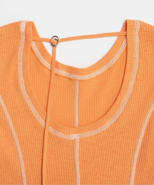 MAISON SPECIAL(メゾンスペシャル)の「Bicolor Stitch Rib T-shirt/バイカラーステッチリブTシャツ(Tシャツ/カットソー・レディース・ホワイト/ブラック/ブルー/オレンジ・FREE)」の21枚目の写真